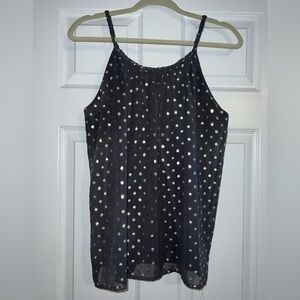 Paper Crane Tank Top Size Medium Charcoal Gray with Silver Accents